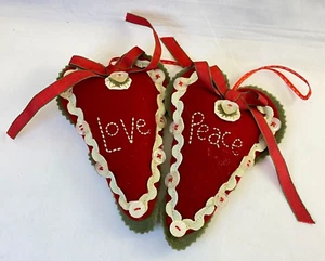 #6124 Handarbeit Vintage Filz Weihnachtsmotiv Herz Ornamente - Bild 1 von 3