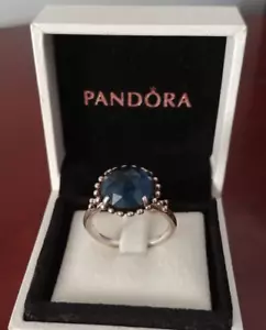 Ciondolo Anello Pietra Cristallo Blu Argento ""Stella di Mezzanotte"" Autentico Taglia 6,75 - Foto 1 di 18