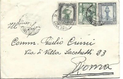 1935 LIBIA CIRENAICA BUSTA MULTI AFFRANCATA DA DERNA X ROMA - Immagine 1 di 2