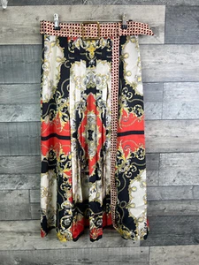 Falda midi Zara mujer talla pequeña roja negra bufanda estampado cadena blogger favorita sedosa - Imagen 1 de 10