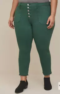 Torrid Womens Jeans 22 Button Fly High Rise Green Straight Raw NWT - Picture 1 of 16