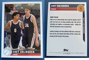 2022 TOPPS X CHET HOLMGREN ROOKIE 22 "DOG PACK" GONZAGA OK CITY THUNDER