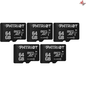 Carte Micro SD Patriot série LX - 64 Go classe 10 UHS-1 - Rapide et durable - Pack de 5 - Photo 1 sur 9
