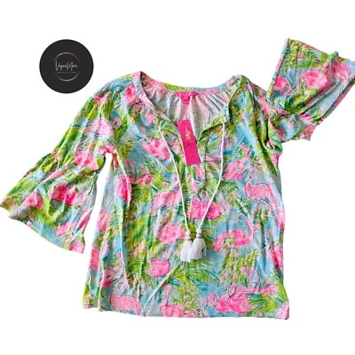 Туника эластичная Lily Pulitzer Floridita фламинго дель Ларго размер средний НОВАЯ - Изображение 1 из 4