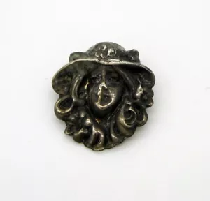 Nachlass Vintage Atemberaubende Repousse Sterling Silber Dame Portrait Verschluss Brosche - Bild 1 von 3