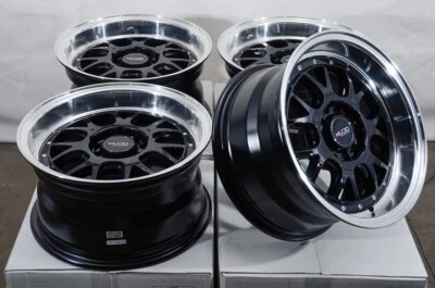 Kudo Racing Fatal 15x8 5x100 5x114.3 5x4.5 Black Corolla Camry Prius VW Beetle - Image 1 of 4