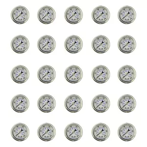 25 PACK LIQUID FILLED PRESSURE GAUGE 0-2000 PSI, 1.5" FACE, 1/8" NPT BACK MOUNT - Picture 1 of 3