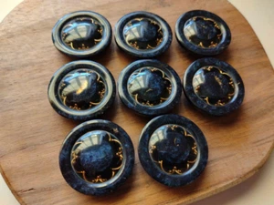 8pcs blue-colored 23mm bundle of resin buttons special vintage buttons - Picture 1 of 5