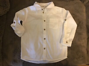 H&M Boys Linen Style White Shirt. Age 2-3 Years. VGC