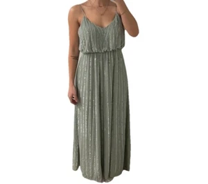 Women’s Show Me Your Mumu Victoria Maxi Dress ~ Silver Sage Beaded L - Picture 1 of 13
