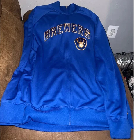 Milwaukee Brewers Nike Men Track Jacket Blue Long Sleeve Full Zip Baseball 2XL Cover
