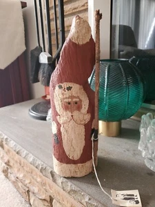 Santa Hand Wood Carving on Driftwood By Susan Marcy 13" - Picture 1 of 9