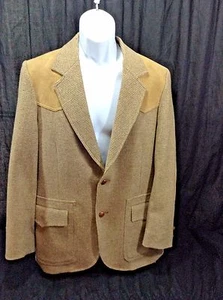 Vintage Pendleton Wool Blazer Western Jacket Shirt Elbow Patches - Picture 1 of 9