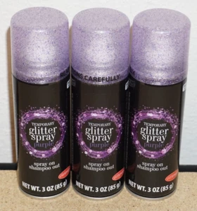 3x Temporary Hair Dye Hair Color & Glitter Hair Spray 3oz Purple FREE SHIPPING - Picture 1 of 2