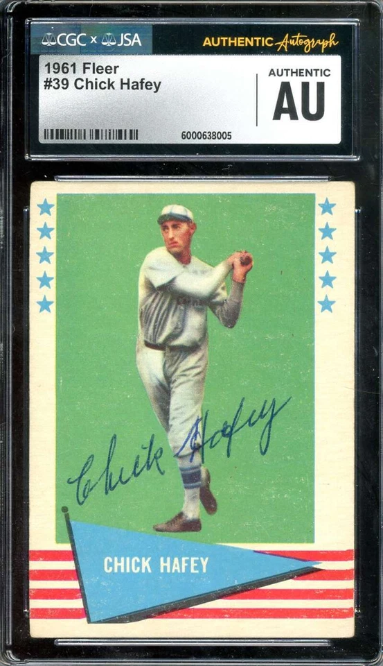 Chick Hafey JSA Coa Slabbed Signed 1961 Fleer Autograph - Image 1 of 1