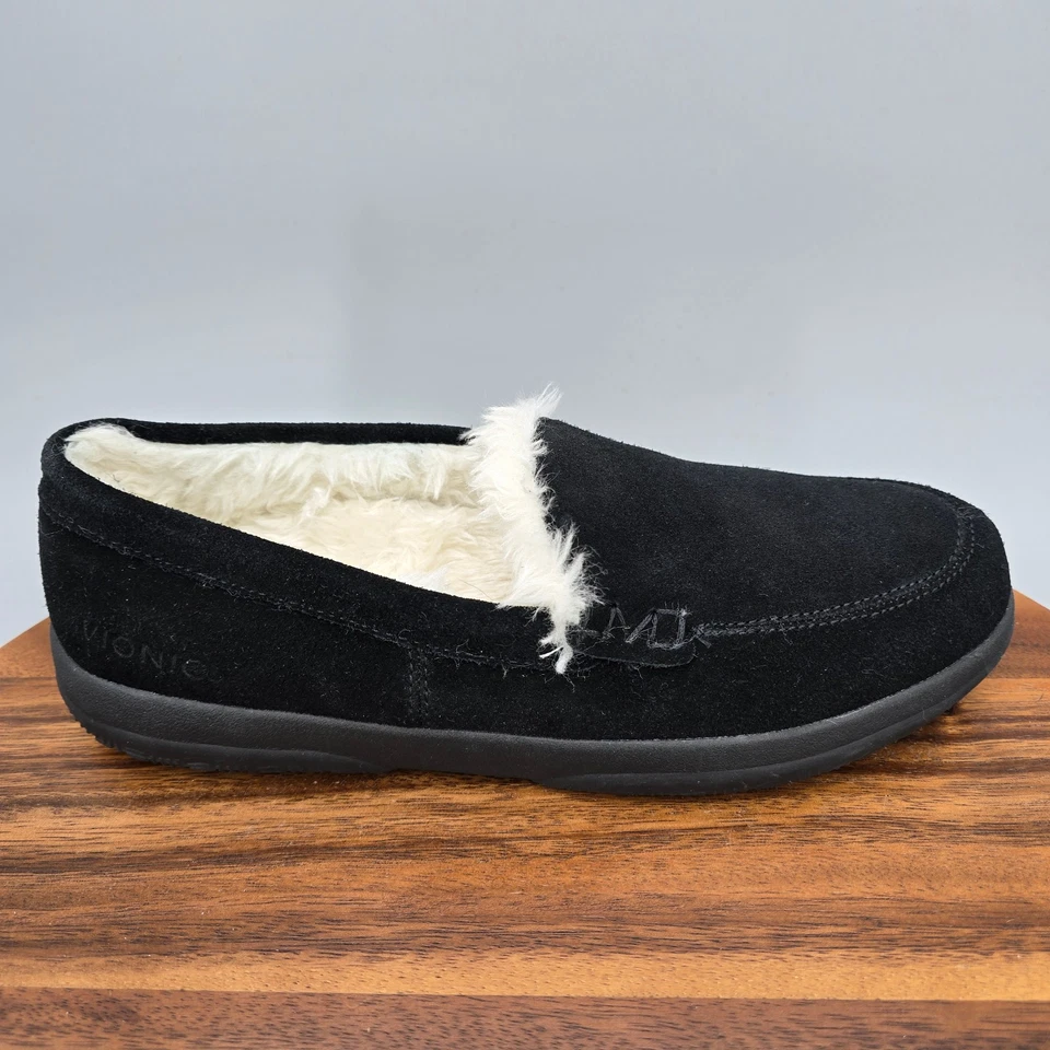 Zapatillas Vionic Lynez para mujer 8,5 negras gamuza piel sintética zapatos cómodos para interiores Foto 1 de 4