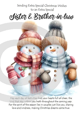 PICKTURE-THIS Sister and Brother In Law A5 Size Christmas Card and Red Envelope