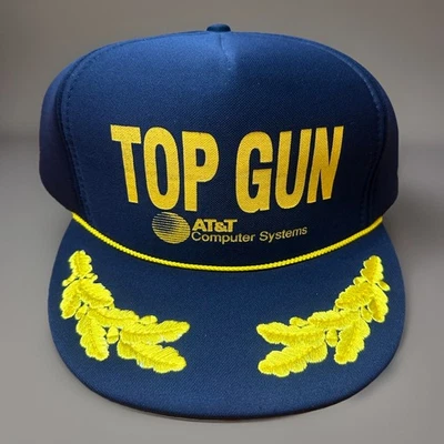 Vintage 80s Otto TOP GUN AT&T Computer Systems Trucker Snapback Hat - NEW - Image 1 of 4