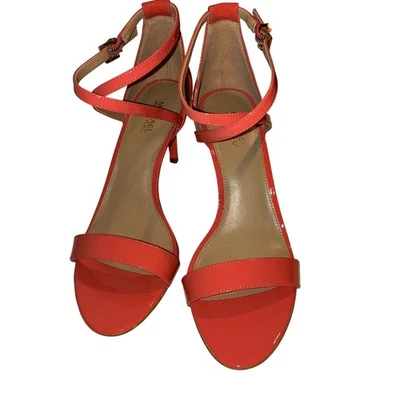 MICHAEL KORS Simone Womens 6.5M Coral Patent Leather Ankle Strap Stiletto Party - Image 1 of 4