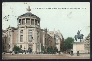 CPA Paris, Place d´Iena et Statue de Washington 1909 - Picture 1 of 2
