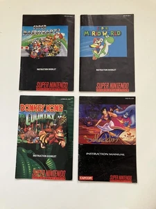 SNES Nintendo Manual Lot Super Mario World Kart Donkey Kong Aladdin Pls Read - Picture 1 of 7