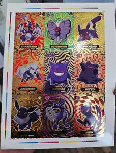 Pokemon Rare Uncut Crystal Shadow Sheet Gengar Charizard Mew Sheet - Picture 1 of 2