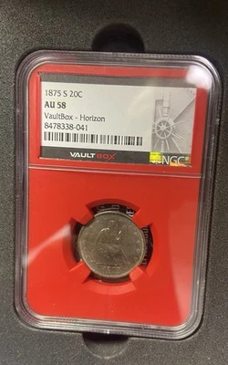 1875 S Seated Liberty Twenty Cent 20C NGC AU 58 Vault Box Red Core - Image 1 of 4