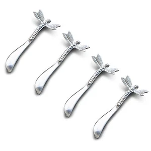 Libellula Argento Lucido 6,5 x 3 Servizio Cucina Coltelli Formaggio Confezione 4 - Foto 1 di 1