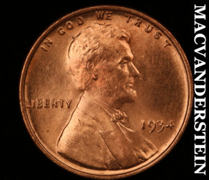 1934 Lincoln Weizen Cent-Choice Edelstein brillant unzirkuliert rot glänzend #Q8375