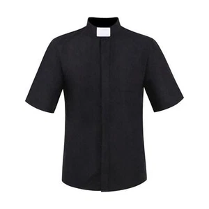 T-shirt uomo sacerdote clero top colletto pastore ministro predicatore costume cospaly - Foto 1 di 9