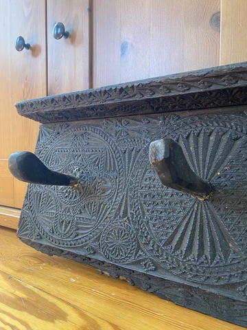 17th Century Dutch Frisian Chest/Trunk to Coat Rack Shelf Conversion Antique Cover