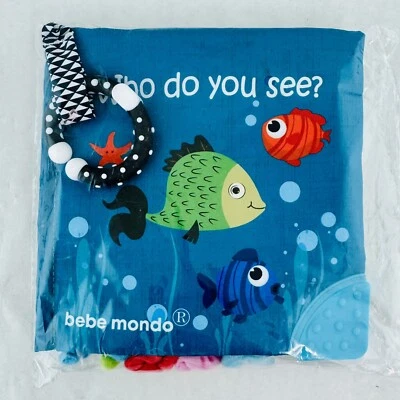 Bebe Mondo «Кого ты видишь» океан книга мягкая гофрированная игрушка звуки акула и осьминог - Изображение 1 из 4