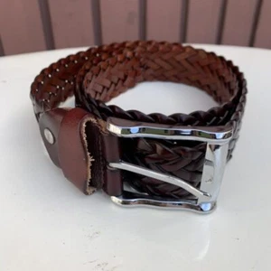 Gürtel Leder Vera Pelle Ledergürten Echtleder Braun geflochten Flechtmuster - Bild 1 von 7