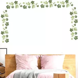 Adesivo parete bordo foglie viti soggiorno verde piante vivaio decorazione wall stickers - Foto 1 di 7