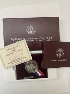 1995 US Mint Olympic Clad Proof Half Dollar Basketball In Government Box and COA - Bild 1 von 16