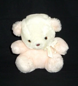 VTG 8" Eden Pink Peach White Teddy Bear Plush Stuffed Animal Baby Toy - Picture 1 of 2