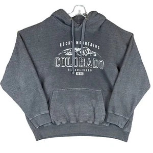Valani Apparel Colorado Rocky Mountain Hooded Sweatshirt Men’s XL Gray Pockets - Picture 1 of 11