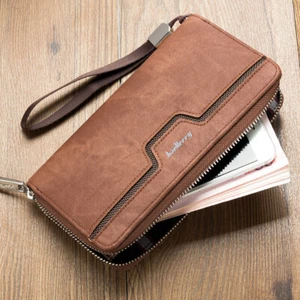 Men Clutch Leather Wallet ID Card Phone Holder Zipper Purse Long Handbag Purse - Bild 1 von 14