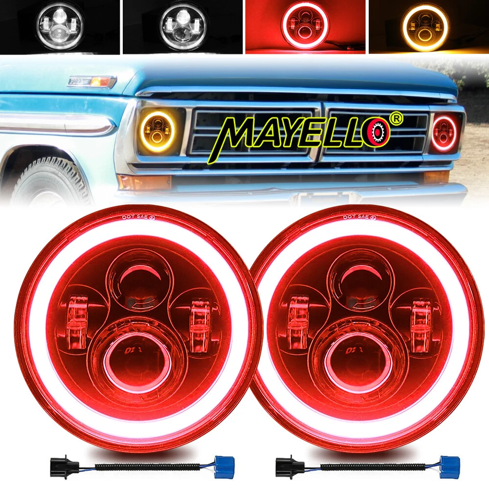 2x Faro LED halo de 7" con intermitente para camioneta Ford F100 F250 F350 1953-1957 Foto 1 de 4