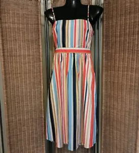 ASTR The Label Size S Shannon Sundress Lace Up Back Striped Fit And Flare - Picture 1 of 15
