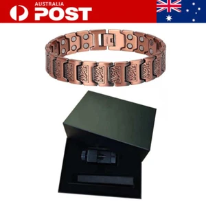 Pure Copper Mens Adjustable Magnetic Bracelet - Double Row Magnets 3000 Gauss AU - Picture 1 of 10