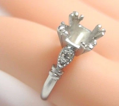 Antique Deco Setting Mounting Platinum Hold 7 MM - 7.5 MM Ring Size 6.5 UK-M1/2 - Image 1 of 4