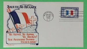 Salute to France - Facsimile FDC - Fleetwood Cachet - Sept. 28, 1943 - VGC - Picture 1 of 2