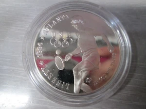 1996 Olympic Tennis Proof Silver Dollar Commemorative Coin - Capsule - Picture 1 of 2