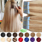 10A Russian Tape In Human Hair Extensions Invisible Skin Weft Ombr Full Head 40p