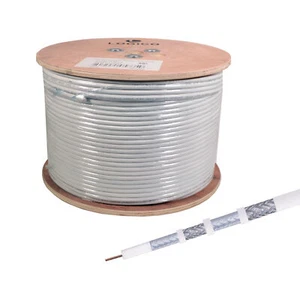 Cable coaxial RG6 CCS 18AWG cuádruple escudo coaxial 1000 pies 3 GHz TV satélite blanco - Imagen 1 de 6