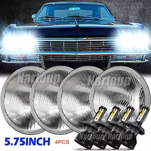 4PCS 5 3/4 5.75" Round LED Headlights Hi/Lo Beam For 1965-1978 Ford LTD - Picture 1 of 20