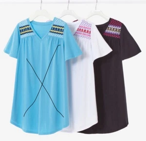 New Women’s Plus Black&White Embroidered Flutter Sleeve Tunic Set of 2, Sz14/16 - Picture 1 of 2