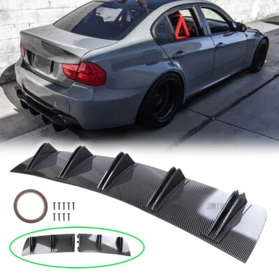 Difusor de lábio traseiro divisor de 10 barbatanas fibra de carbono para E46 E90 325I 328I 330I - Imagem 1 de 4