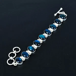 Blue Labradorite Bracelet 925 Sterling Silver Bracelet Handmade Bracelet Gifts - Picture 1 of 4